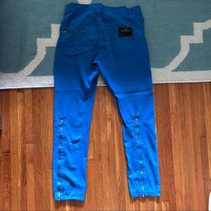 Unconditional blue pants with zipper back legs